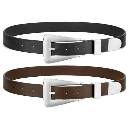 Image of WHIPPY 2 Pack Women Leather Belts Ladies Fashion Casual Waist Belt