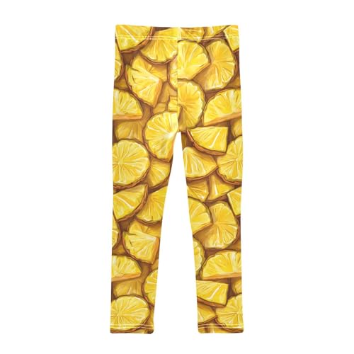 Pineapple Slices Girls Leggings Ultra Soft Compression Yoga Gym Pants for Kids 4-10T2
