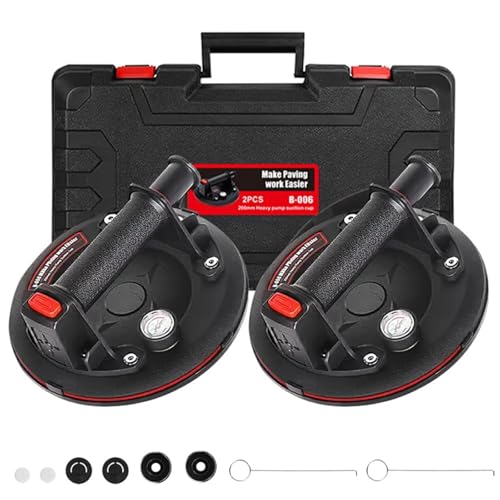 8" Glass Suction Cup Vacuum Lifter Max Load 661lbs Powerful Industrial Suction Cups wih with Barometer for Lifting Glass Tile Ganite indlcuding Carring Case