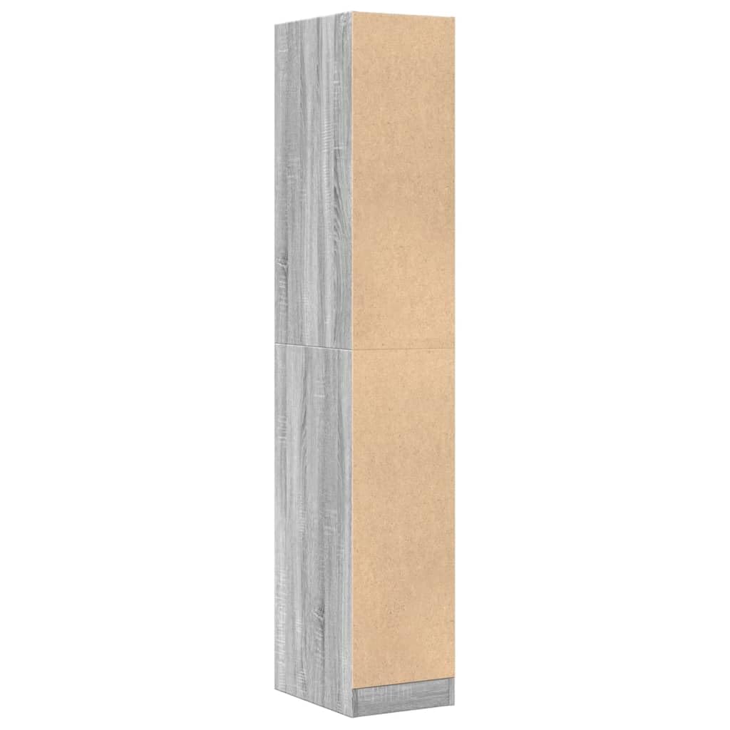 Apothekerschrank Grau Sonoma Holzwerkstoff 30x41x174,5 cm mit 4 Schubladen und viel Stauraum für Büro Wohnzimmer Küche vielseitiger Mehrzweckschrank mit Griff und Metallschienen