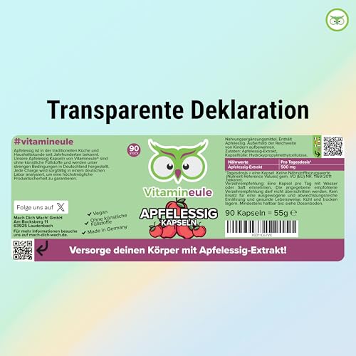 Apfelessig Kapseln 500 mg hochdosiert – Vitamineule