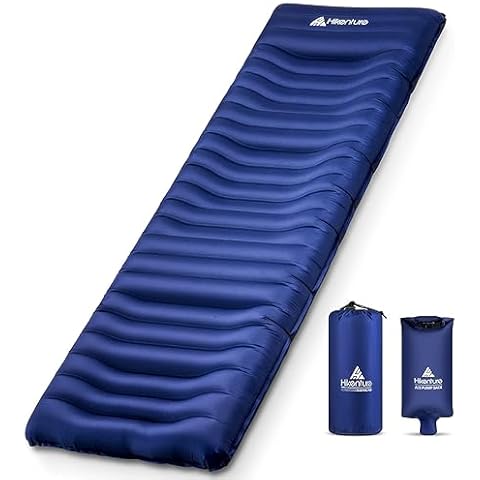 Hikenture Camping Mattress Ultra-Thick 5 Inch, Ergonomic Sleeping Pad with Pillow, Backpacking Sleeping Mat,Ultralight,Inflatable &Compact Camp Air Mattress for Tent, Hiking, Hammock(1100-B) Cover