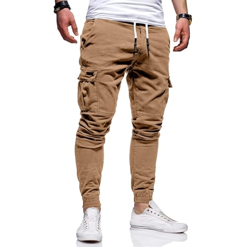 Men's Multi-Pocket Plus Size Loose Cargo Pants Work Casual Elastic Waist Trousers Jogger Lightweight Hiking Pant2
