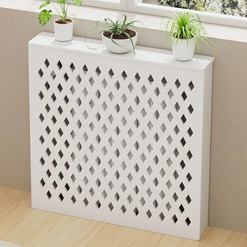 Mueble cubreradiador blanco para salones modernos con rejilla 2