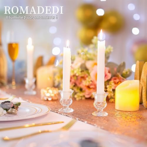 Romadedi Chandelier Bougeoir Verre Decoratif - Lot de 20 Petite Bougeoir Mariage Noel Decoration Maison, Supports pour Bougies Coniques Centre de Table Salon Chambre – vue 6