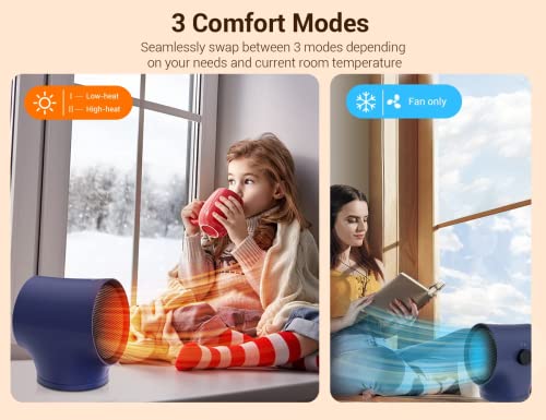 Space Heater, 1S Fast Heating Electric Heaters For Indoor Use With 3 Settings, Wide Oscillating Ceramic Ptc Personal Heater, Aikoper Portable Room Small Heater With Overheat & Tip-Over Protection #TOP6