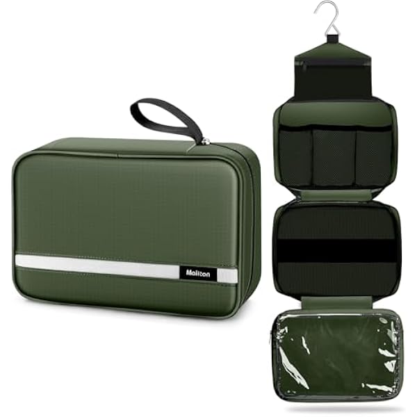 MALITON duża kosmetyczka podróżna, do zawieszania, na artykuły toaletowe, ZIELONY, 11.2x7.6x4.87 Inch (Pack of 1)