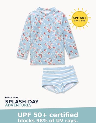 Image of VAENAIT BABY Girls Rash Guard Swimsuit UPF 50+ Long Sleeve Toddler Bathing Suit Ribbon Stawberry Floral Fruit for 2~8Years