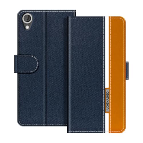 UOGNADGD Lederhülle Kompatibel mit HTC Desire 820 Klappbares Portemonnaie-Hülle mit Magnetverschluss Ständer & Kartenfächern stoßfestem Schutz (Blau)