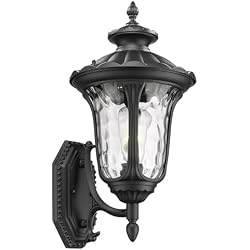 Luminzone Outdoor Light Fixtures Wall Mount, Waterproof Exterior Wall Lanterns with Waer Ripple Glass, Outside Sconces, Front Porch Lights for House Garage Doorway Patio