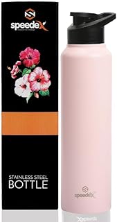 Speedex 1 Litre Stainless Steel Water Bottle - Pastel Pink | Set of 1, Sipper Cap | 1000 ml Bottle for Kids, Girls, Boys, School, Adults, Office, Gym