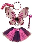 Enchantly Fairy Costume - Fairy Wings for Girls - Butterfly Costume for Girls - Brown and Pink Pixie...