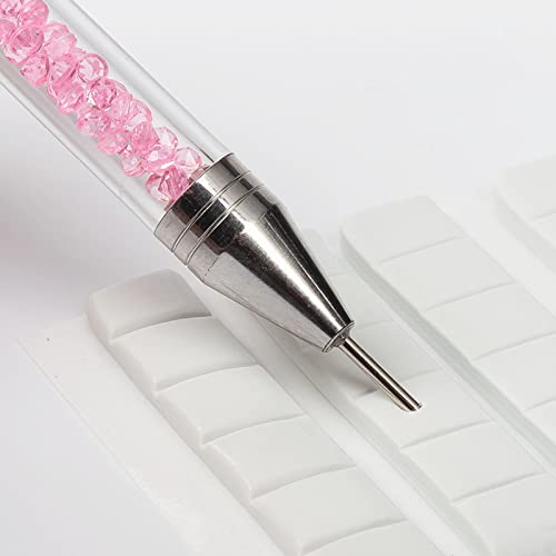1 Stücke Strass Picker Punktierstift Dual Ended Edelsteine,Nagelpunkt Stift, Dotting Pen Nail Art Tools,Dekoration Werkzeug für DIY Nagel Design, Strasssteine, Punktarbeiten (Weiß)