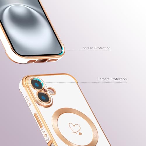 Coque TPU iPhone 16 Plus motif cœurs idée cadeau blanc chic