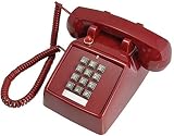  XAoSCd Téléphone Fixe, Style Rétro, Téléphone Vintage, Téléphone Ancien avec Cordon, Recomposition du Numéro Fixe, Fonction Mains Libres, Sonneries Métalliques, Téléphone Rétro À Bouton-Poussoir