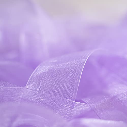 Huihuang 2 Rolls Shimmer Sheer Organza Ribbon 1-1/2 Inch Purple Chiffon Fabric Ribbon For Wedding Gift Wrapping Floral Bouquet Baby Shower All Types Of Crafts - 50 Yards Each Roll #TOP4