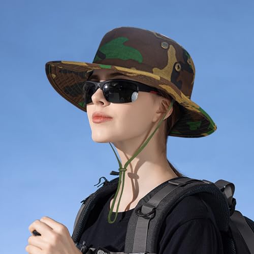 Image of Sun Hats for Men Women Boonie Hat Foldable Fishing Hat UPF 50+ Bucket Hat for Fishing Hiking Garden Safari Beach