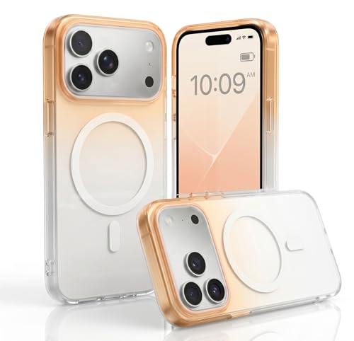 Image of amazon basics Paper Thin Case Cover for iPhone 17 Pro | Matte Finish | Gradient Case, Shaded Color | Compatible with magsafe | (Orange White, iPhone 17 Pro)