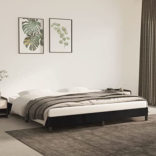 IKAYAA Base Tapizada para Colchón, Cama Tapizada 200 x 200 cm, Somier de Láminas de Madera, Fácil Montaje, Negro