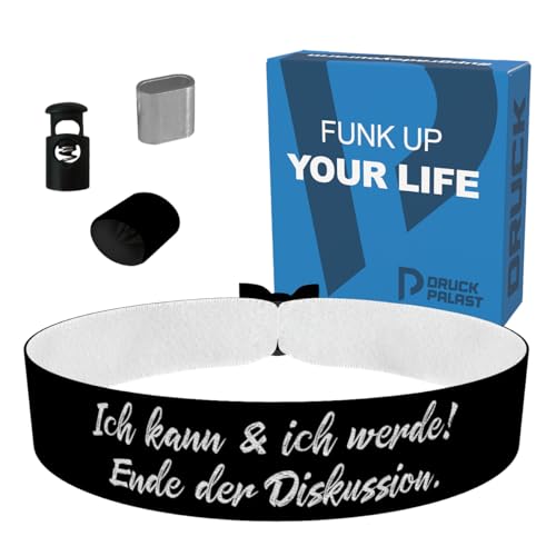 Ich kann & ich werde schwarz Stoffarmband - Motivationsarmband aus Satin - Wasserfest & langlebig - Affirmationsarmband für Selbstbewusstsein - Geschenk für Motivation - Unisex Armband