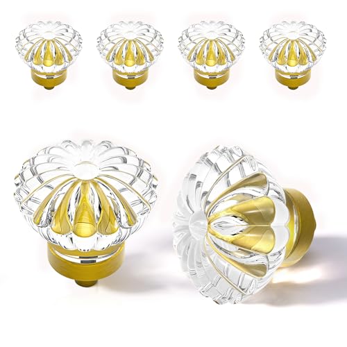 CEYMIO Crystal Vintage Cabinet Dresser Knobs，Antique Brass, 4 Pack