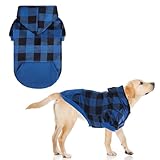 KOOLTAIL Plaid Dog Hoodie Pet Clothes Sweater with Hat and Pocket for Small Medium Large Size Dogs, Soft Winter Warm Dog Cold Weather Coat, Fleece Fall Dog Hooded Sweatshirt for Puppy Cats, Blue XL