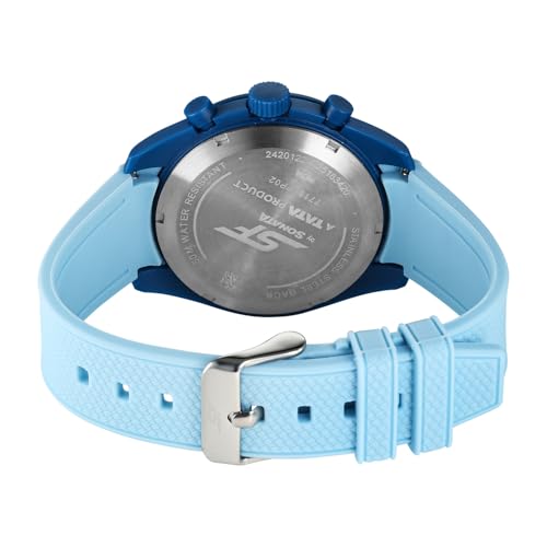 Image of SF Genesis-Bold Chronograph Quartz Analog with Blue Dial Light Blue Silicon Strap Watch for Men - 77186PP02