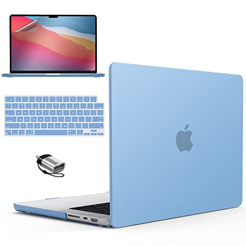 IBENZER Case for MacBook Pro 14 Inch 2026 2025 2024 2023 2022 M5 M4 M3 M2 M1 A3434 A3112 A3185 A3401 A2918 A2992 A2779 A2442 Pro/Max,Hardshell& KeyboardCover & ScreenFilm&Type-C,Airy Blue,T14ARBL+2TC