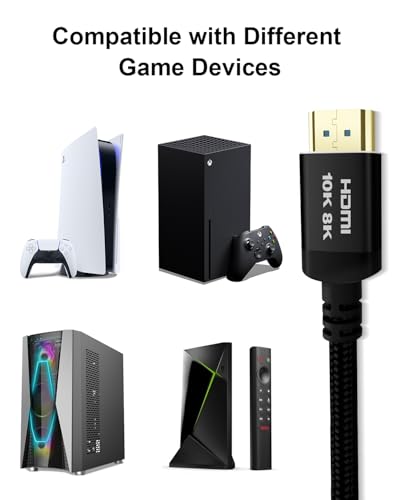 Cable HDMI 2.1 8K negro de alta velocidad con ancho de banda de 48 Gbps estable 6