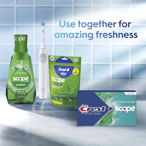 Crest Plus Scope Active Fresh Toothpaste, Fluoride Anticavity and Whitening Toothpaste for Bad Breath and Cavity Protection, Active Fresh Mint, 5.5 oz (Pack of 4) - image 8