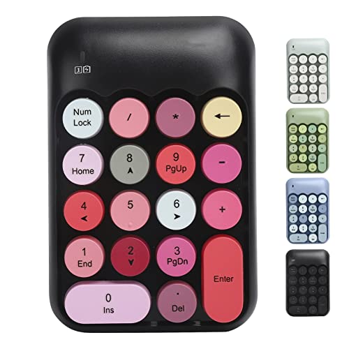 Mechanische Zifferntastatur, 2.4G Wireless 18-Tasten-Zifferblock, Mischfarben-Nette Retro-Numpad-Tastatur, für PC, Laptop, Notebook Usw.(Schwarz und Pink)