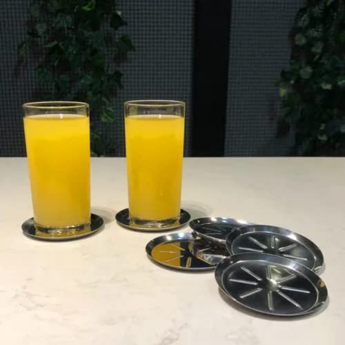 Kit Porta Copos Descanso Aço Inox 6 Unidades Mesa Balcão Cor:Inox