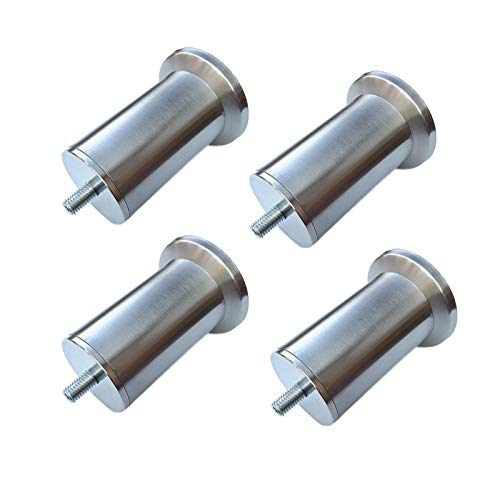 4 Pièces Pieds de Meubles Pieds de meuble en acier inoxydable Ronde Pieds de support en métal brossé Pieds de canapé Pieds d'armoire Pieds de Table en Métal Vis M10,Matériau épais,argent(15cm)