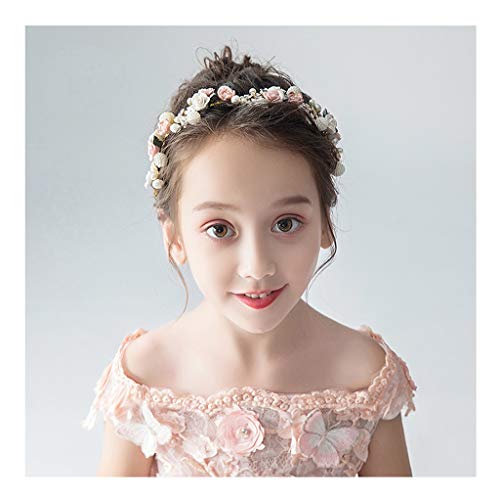 ZGP &Headdress Crown Flower Wreath Flower Headband Children's Headwear Pink Head Flower Hair Accessories Korean Simple Girl Headband Wedding Hair Band floral garland