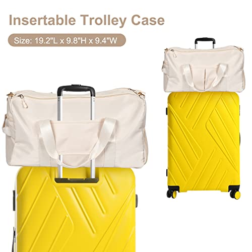 Small Gym Bag For Women And Men, Sports Duffel Bags For Dance And Swimming, Weekender Overnight Bag With Shoes And Wet Clothes Compartment (Beige) #TOP3