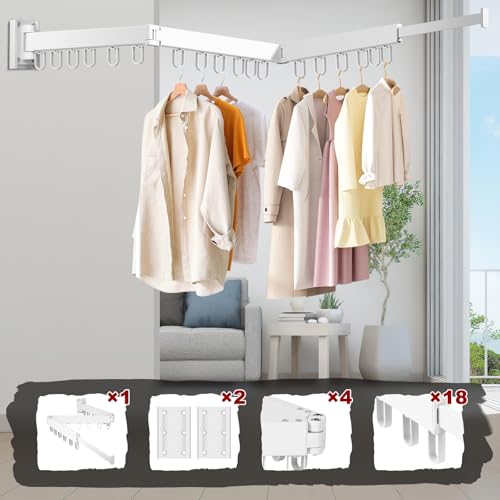 TANYRE Collapsible Drying Rack with 2 Pack Fixed Frame, Foldable Laundry Rack in Tri-Fold for Balcony,Laundry,Porch (White) by TANYRE - Image 4