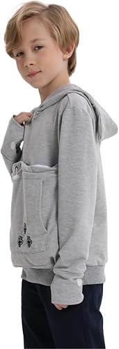 Miniatura 6 de LINYUCHEN Sudadera con capucha para niños y niñas, con bolsa de gato, sudadera de manga larga con orejas de gato