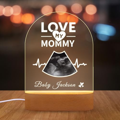 Personalized Ultrasound Night Light, Custom Sonogram Picture Frame Lamp with Baby Name and Date, Keepsake Gift for New Parents, Pregnancy Reveal or Nursery Decor (Heartbeat)