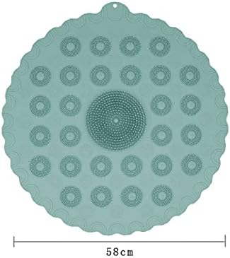 Shower Stall Mat, Shower Mat Round Non-Slip Bath Mat, Soft Bath Insert with Drainage Hole, Silicone Material, Machine Washable, 58 x 58 cm