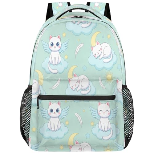 Mochila para laptop de 15.6 pulgadas Cat Moon escolar unisex ligera