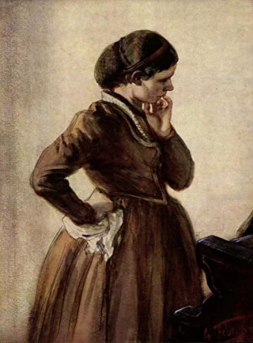 Emilie Menzel am Klavier poster déco salon Adolph Menzel toile 58x90cm
