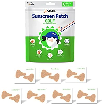 Searci&Make 99.8% Sunscreen Patch Hydro Cool Jumbo Size, Golf Accessories Gifts Sun Protection UV Facial face Tape (Golf C)