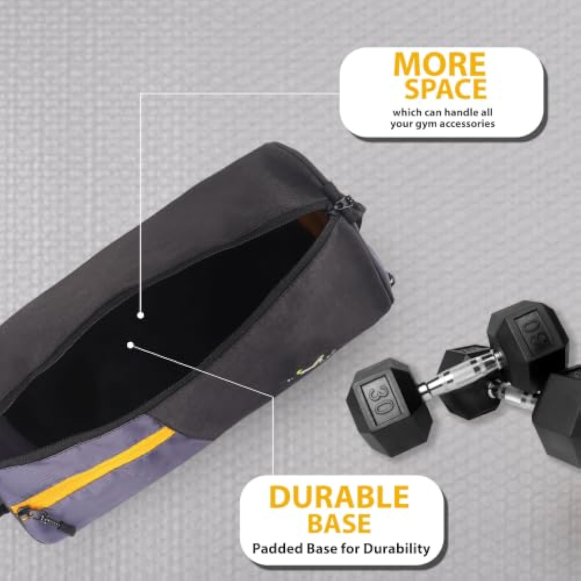 Unisex Black & Grey Duffle Gym Bag, 46L