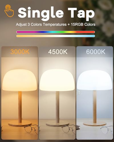 Image of Waterproof Shower Lamp Cordless Lamp - 7500mAh Rechargeable Table Lamp, Bathroom Lamp, RGB 15 Colors & 3 Color Temperature Touch Dimmable, Shower Light for Inside Shower, Bathtub, Bedroom,1PC