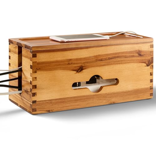 TIDITA Acacia Wood Cable Management Box - 15