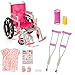 Beverly Hills Doll Collection Wheelchair Set for 18 Inch American Girl Dolls Fully Assembled Wheelchair, Doll Crutches & Casts with full Hospital Gown