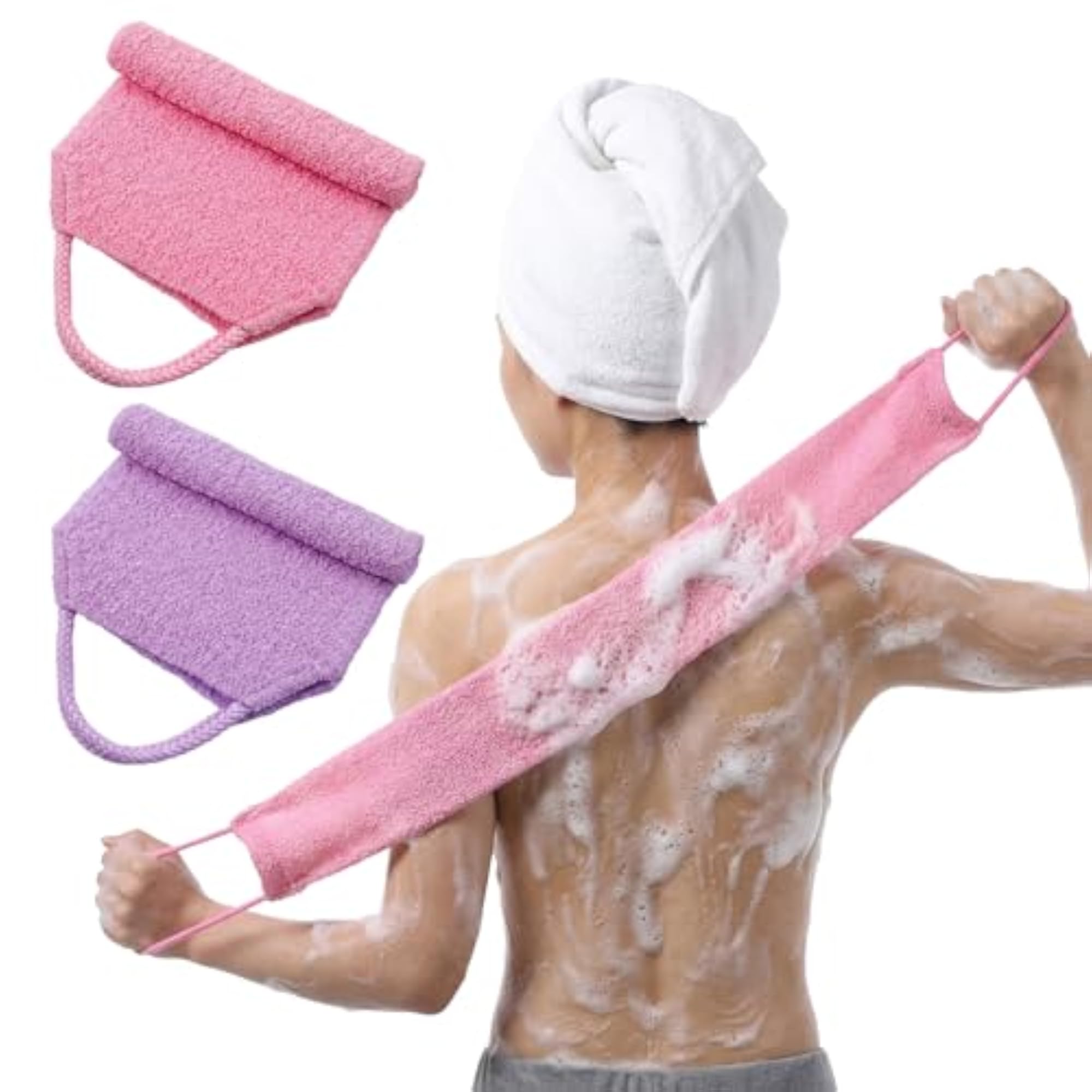 2Pcs Exfoliating Bath Towel, Double-Sided Scrubber