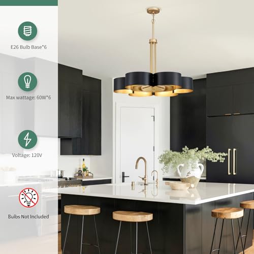 Avzkcy Modern Black Chandelier 6-Light Adjustable Height Pendant Lighting by Avzkcy - Used condition - Image 3