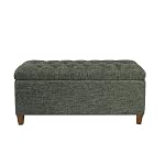 HomePop Ainsley 40" Storage Ottoman Bench - Green Clover Fabric