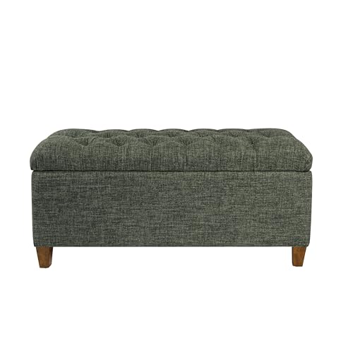 HomePop-Ainsley-40-Storage-Ottoman-Bench-Green-Clover-Fabric HomePop Ainsley 40" Storage Ottoman Bench - Green Clover Fabric - Image 1